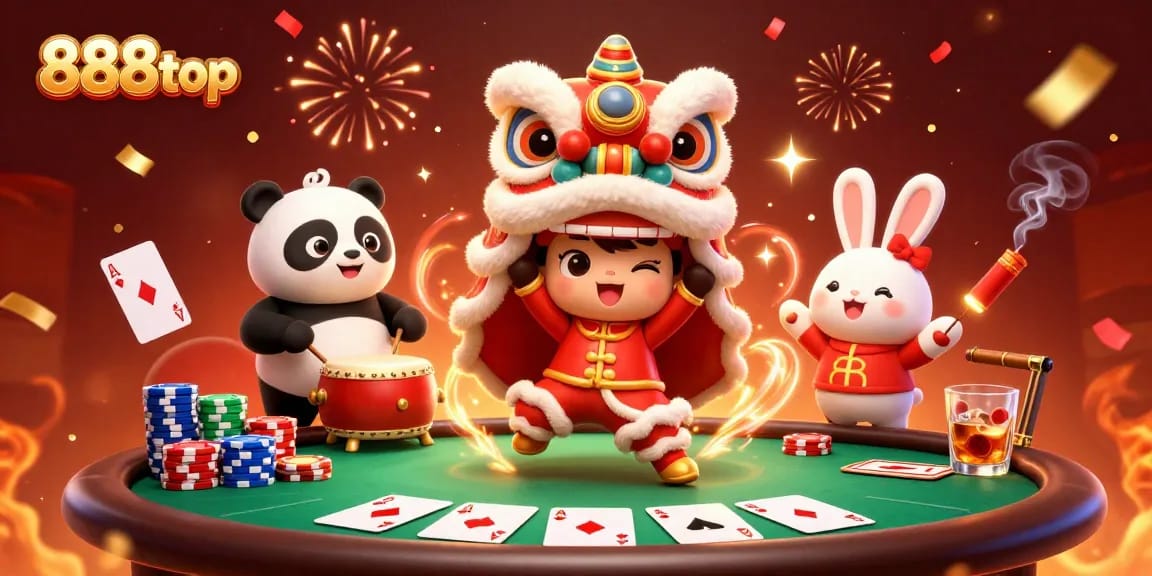 Join the thrilling action at 888top with vibrant casino-themed celebrations and characters.