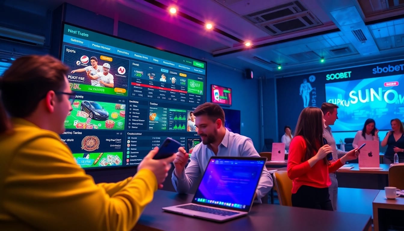 Dynamic betting scene at sbobet.dance, showcasing sports and casino games.