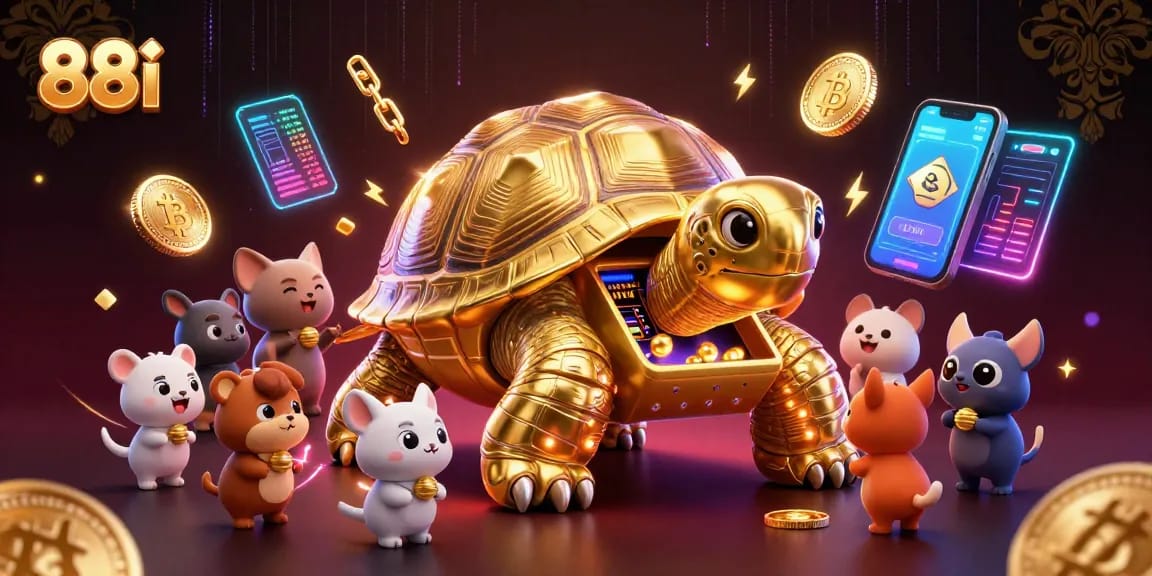 Enjoy thrilling gameplay at 88i, featuring a vibrant casino scene with 3D digital elements.