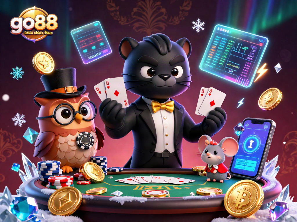 Win big with go88 trang chu chinh thuc at our vibrant casino scene featuring poker elements and vibrant characters.