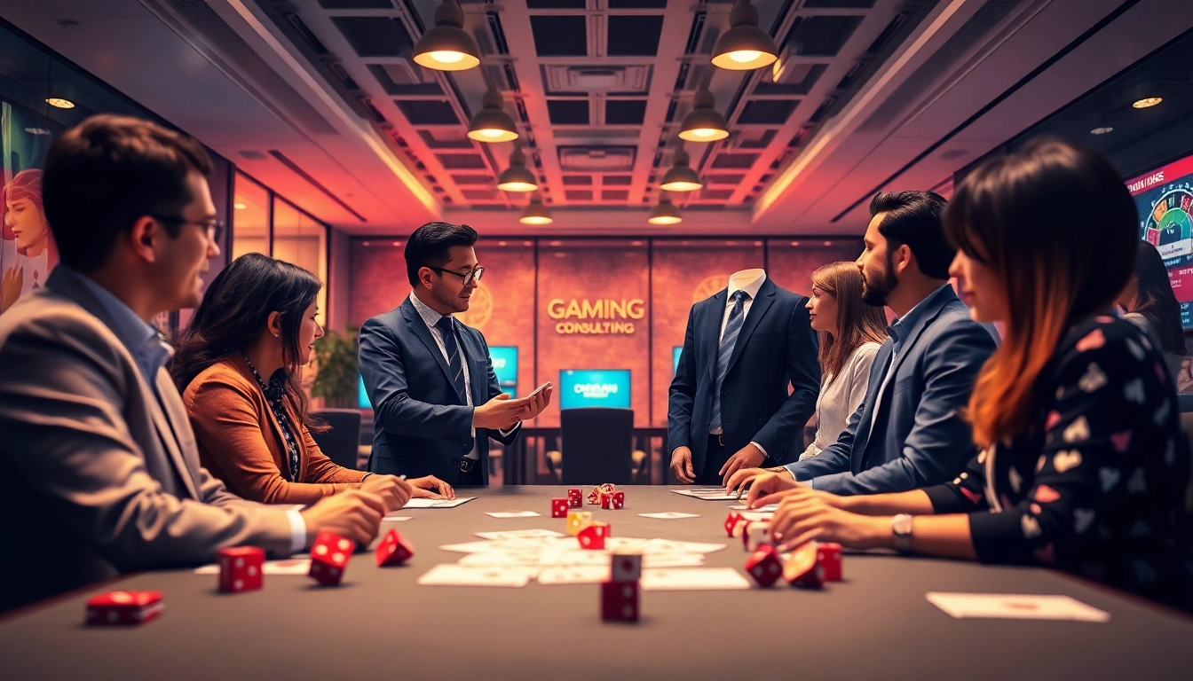 Engage in strategic consulting discussions in a modern gaming environment.