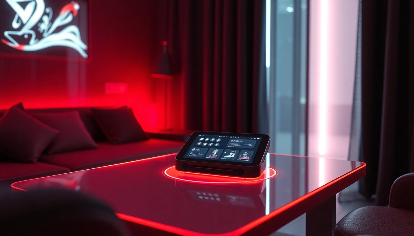 Experience engaging interactions with sex AI in a cozy, modern lounge setting.