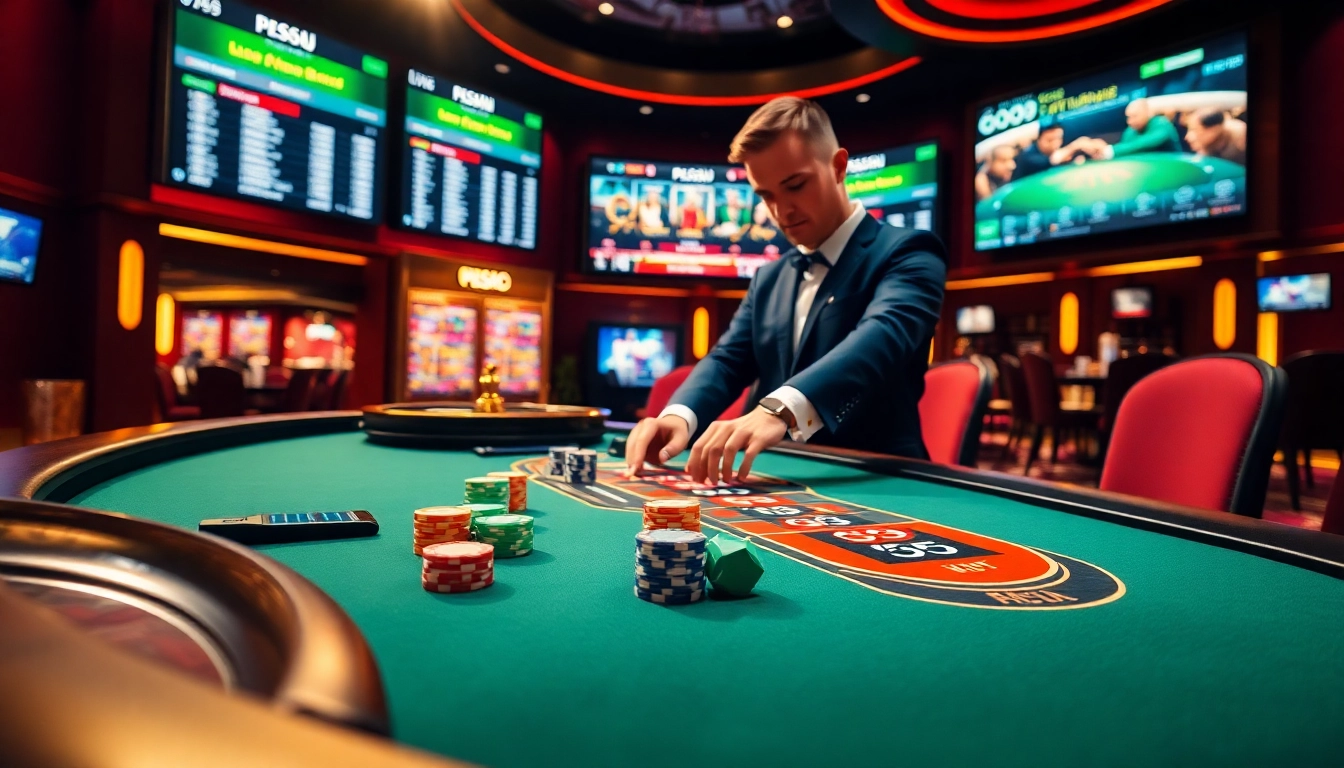 Experience the thrill of PS99 at a luxurious poker table with vibrant chips and cards.