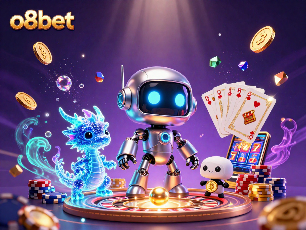 Win big at o8bet with our colorful 3D illustration of thrilling casino action.