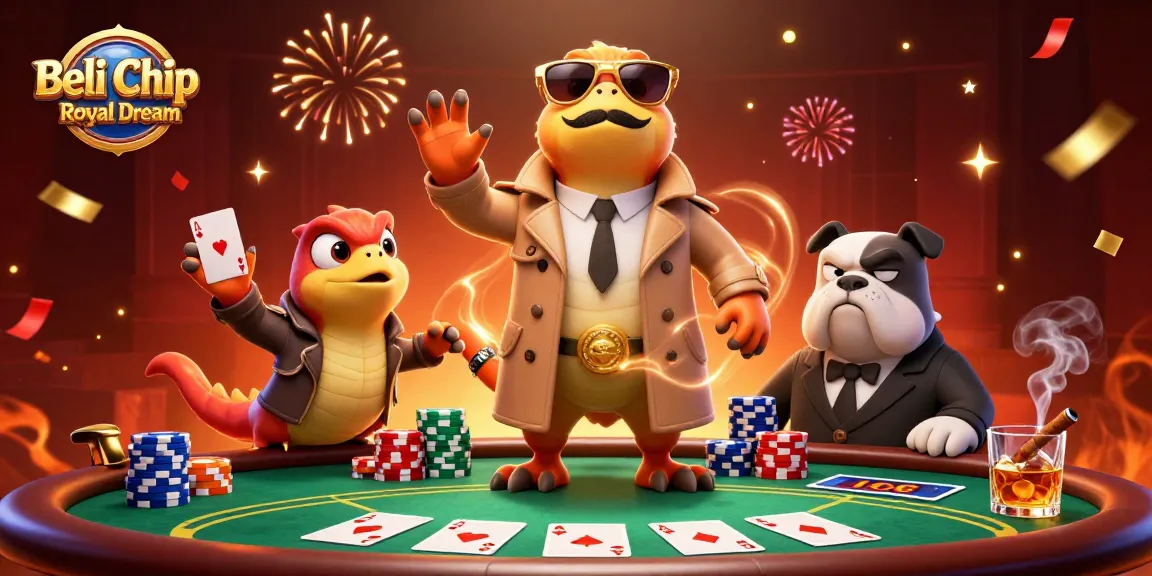 Beli Chip Royal Dream dengan cepat dan aman melalui ilustrasi penuh warna menggunakan karakter menarik dari kasino.