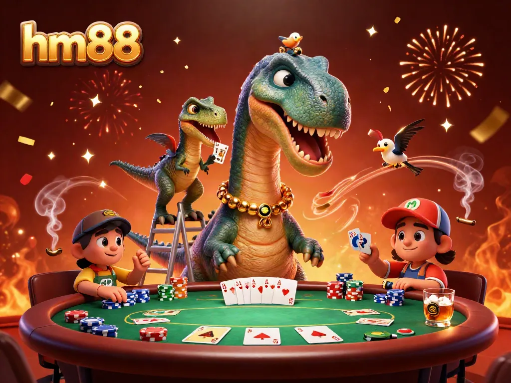 Experience thrilling poker moments at hm88 with dynamic characters and vibrant casino elements.