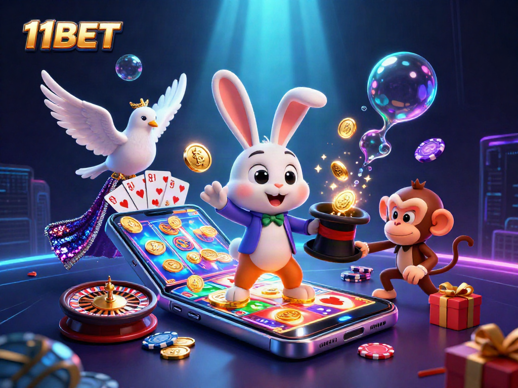 Engage with the enchanting 11BET casino world featuring magical characters and game elements.