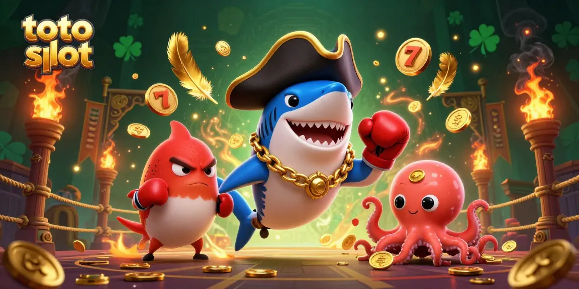 Win big with thrilling toto slot action featuring colorful cartoon characters in a dynamic casino scene.