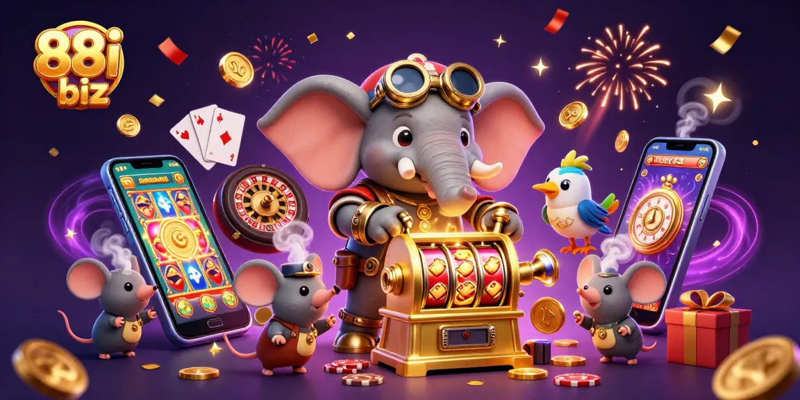 Engage in the 88i biz adventure featuring a steampunk elephant and dynamic casino elements.