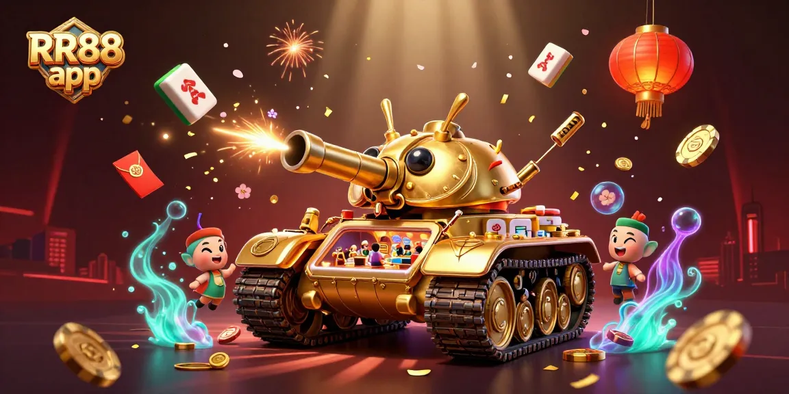 Experience winning with the RR88 app, featuring a lively 3D casino scene.