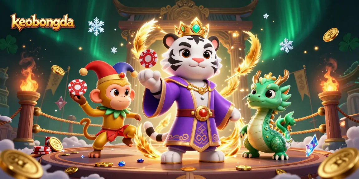 Engage with keobongda's vibrant casino atmosphere featuring lively 3D characters, showcasing betting excitement and luck.
