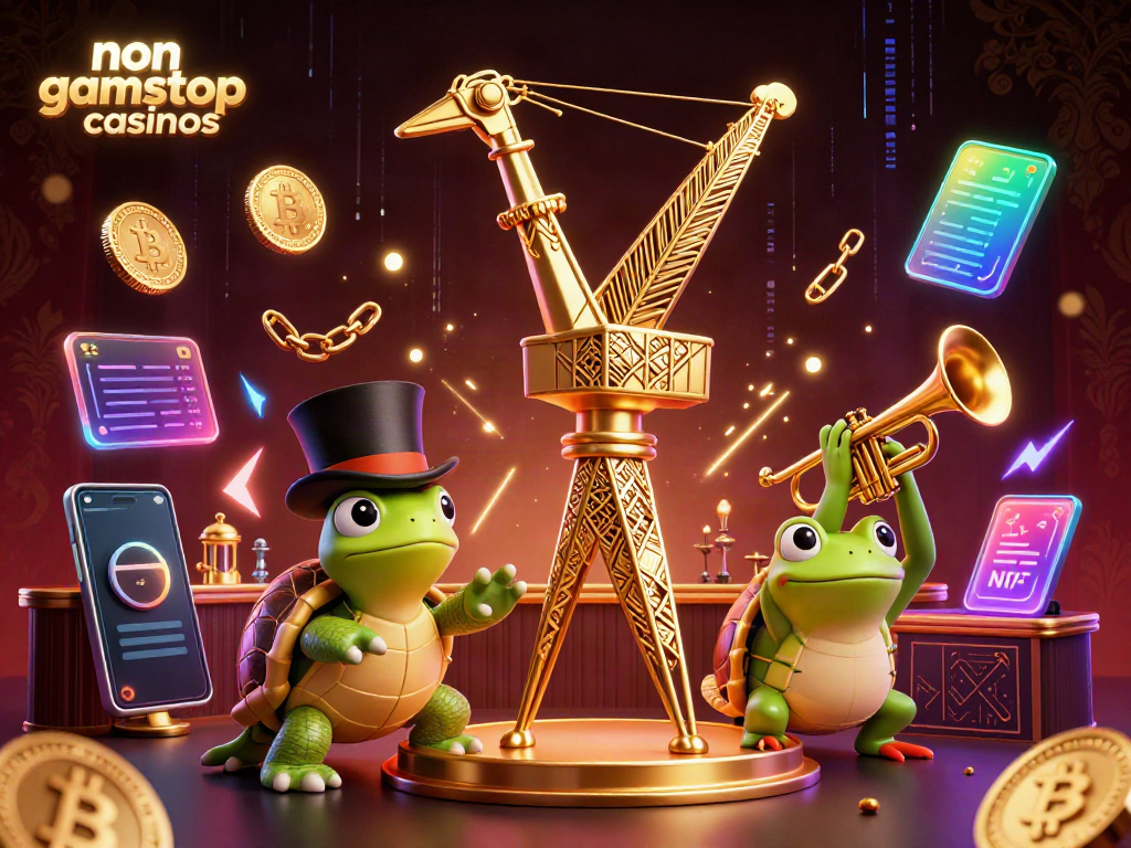 Engage with non gamstop casinos featuring a vibrant 3D scene of characters immersed in a gaming atmosphere.