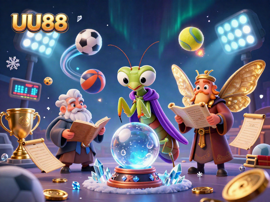 Bet on UU88 with immersive 3D casino elements featuring dynamic sports action and mystical characters.