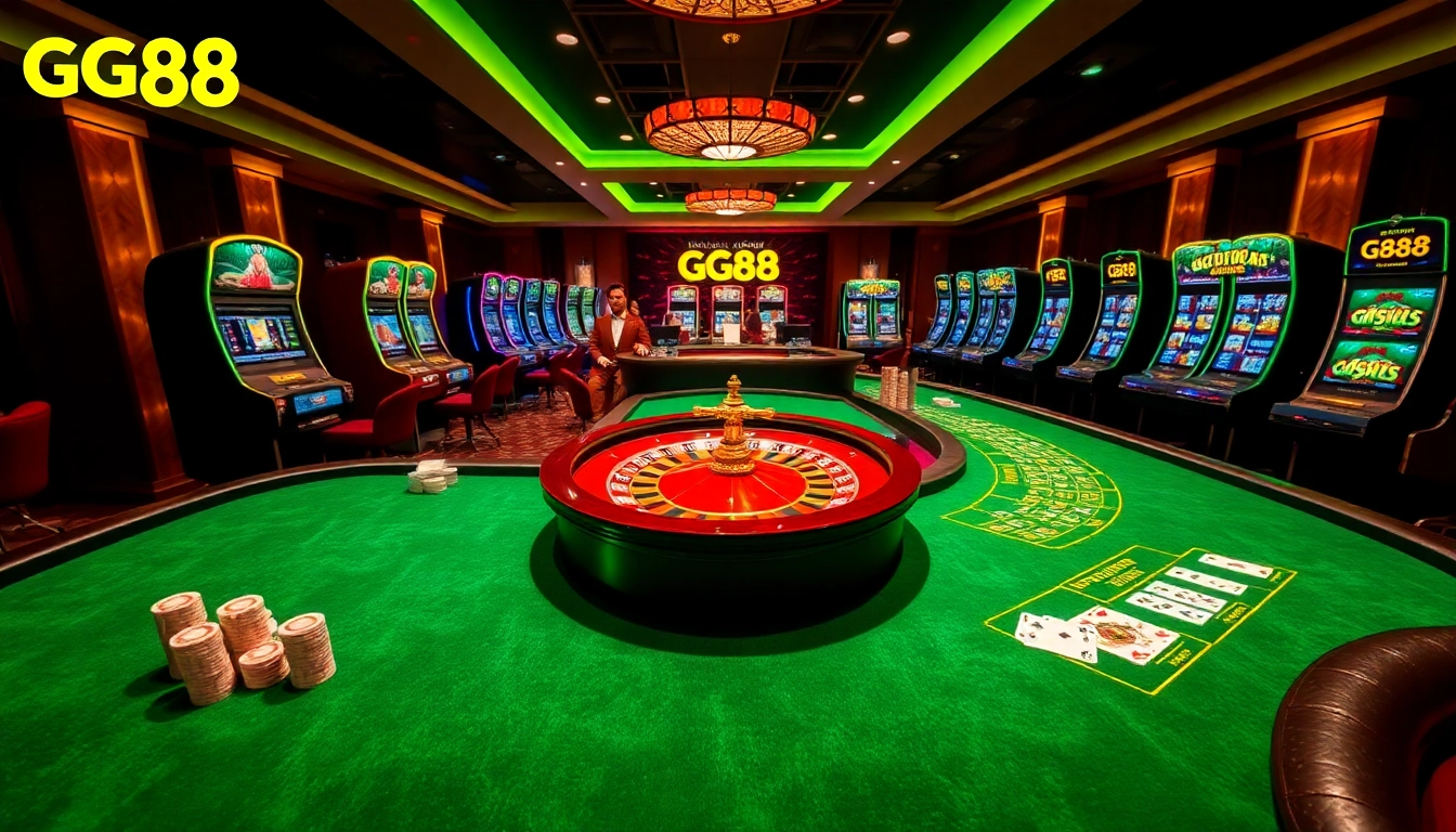 Experience the thrill of GG88 with luxurious casino tables and high-stakes excitement.