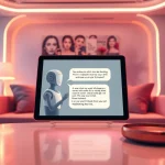 AI chatbot interface discussing sex ai themes in a cozy lounge setting.