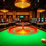 Engage with the thrilling atmosphere of XX88 at a luxurious casino featuring roulette and high-stakes poker tables.