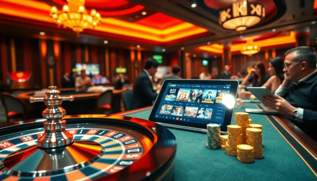 Experience thrilling online gaming at rikvip.gb.net with vibrant casino tables and poker chips.