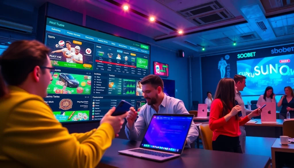Dynamic betting scene at sbobet.dance, showcasing sports and casino games.