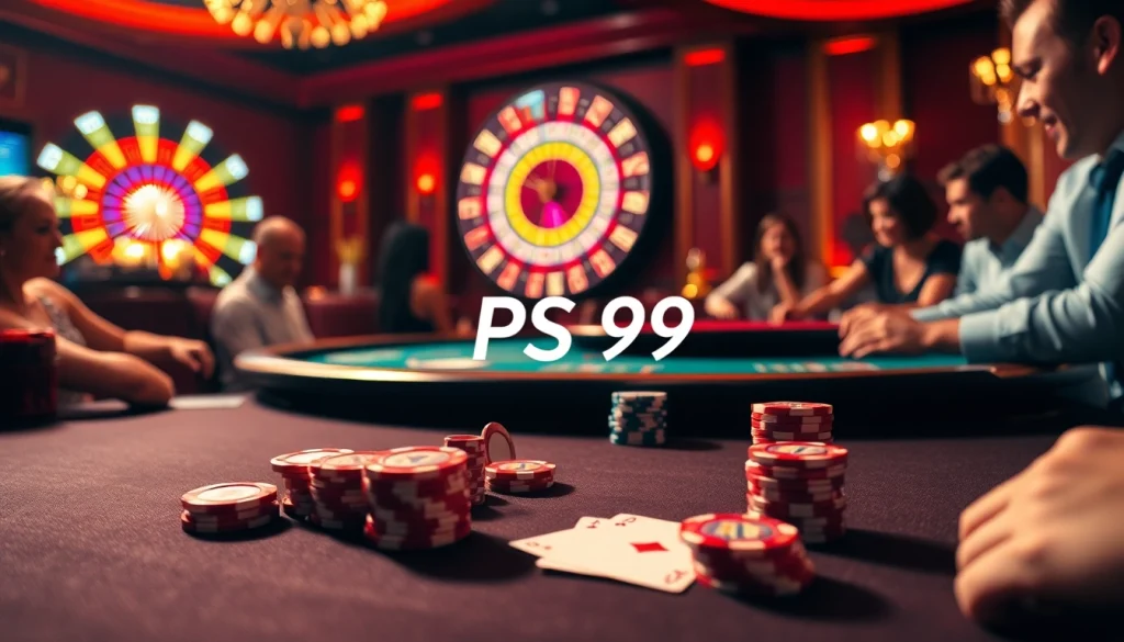 Experience thrilling gameplay at PS99 with a luxurious poker setup and vibrant roulette wheel.