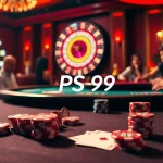 Experience thrilling gameplay at PS99 with a luxurious poker setup and vibrant roulette wheel.