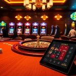 Engaged players interacting with the 222BD online casino interface amidst vibrant gaming elements.