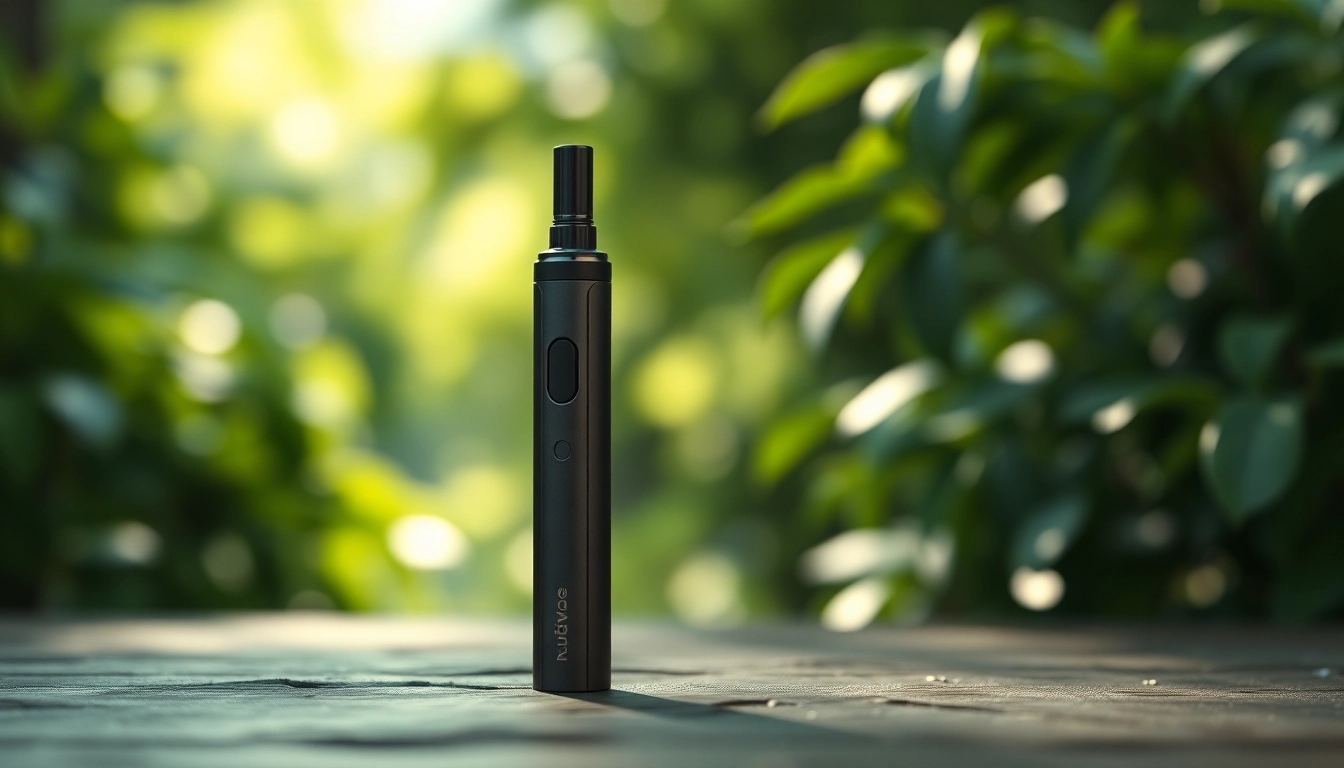 Buy DMT disposable vape pen displayed in natural setting with smooth design and serene atmosphere.