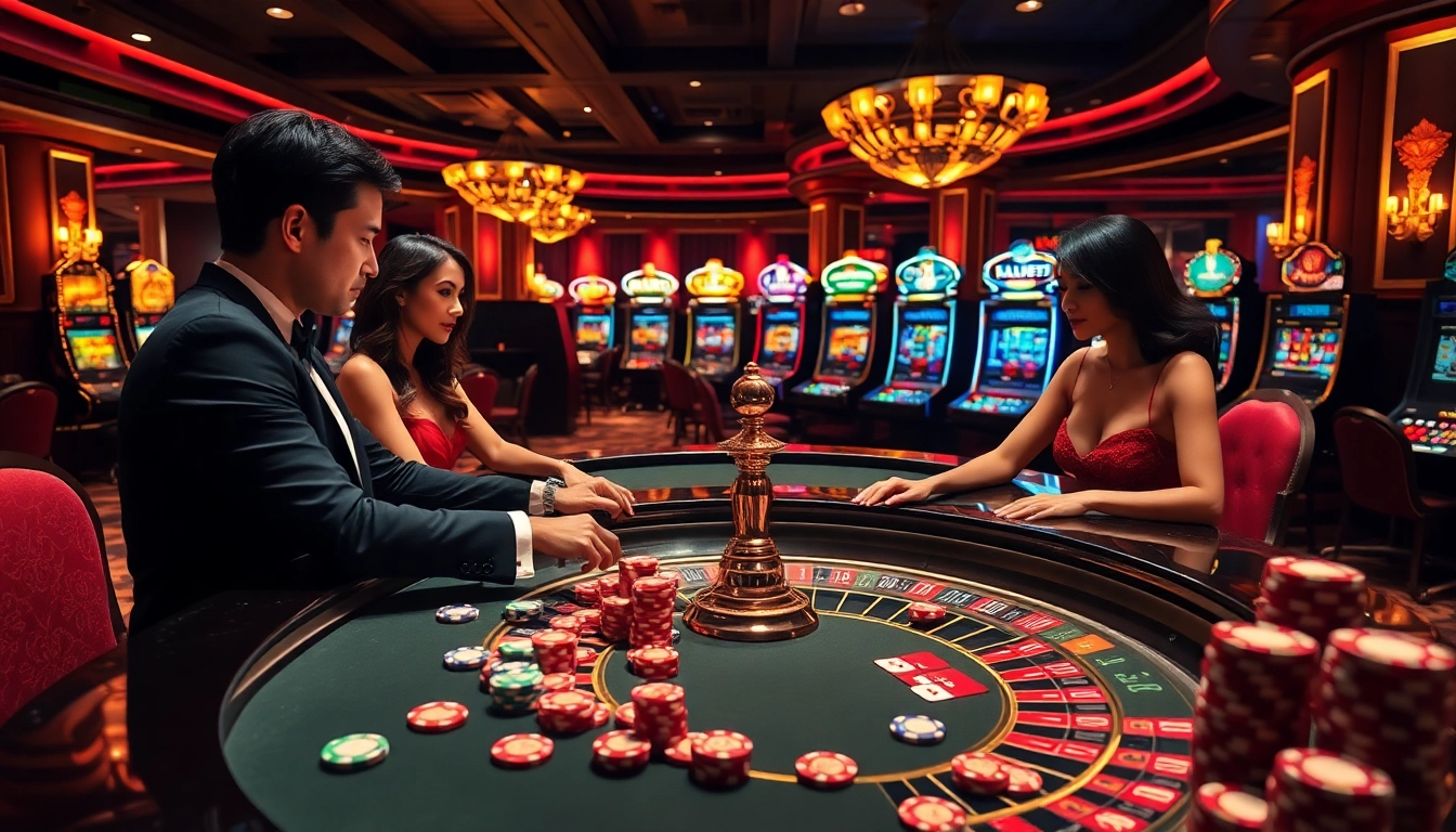 Experience thrilling gameplay at BL555's luxurious casino environment with vibrant action at the roulette table.
