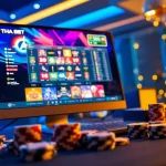 THA BET online gaming experience with vibrant interface and casino elements