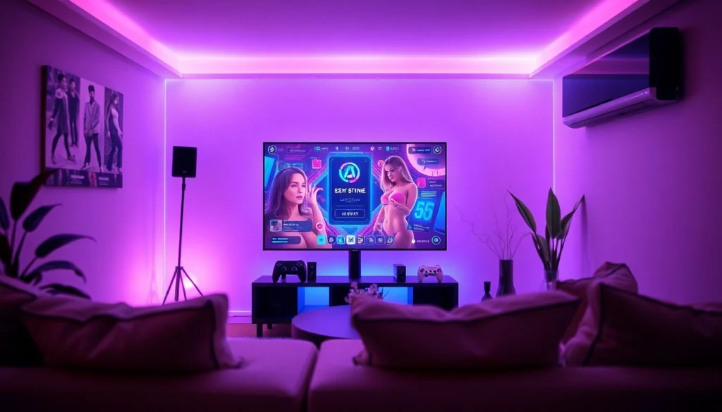 Engaging AI-driven sex games in a modern gaming room ambiance.