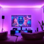 Engaging AI-driven sex games in a modern gaming room ambiance.