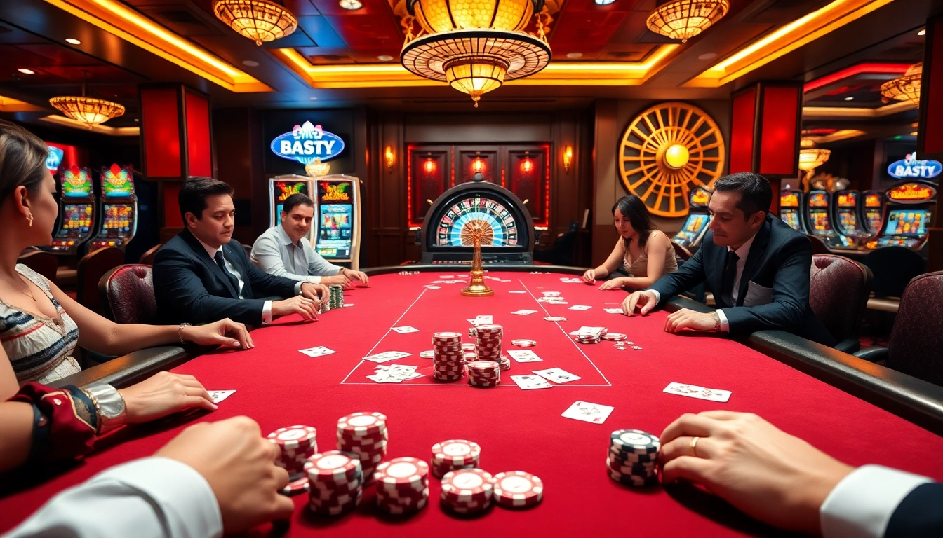 Engage in thrilling gameplay at https://13win.vegas/ with vibrant casino visuals of poker tables and slot machines.