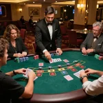 Intense Blackjack action at PhTaya casino, players strategizing while dealer manages game