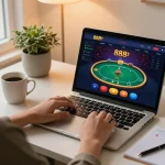 Engaging gameplay on 888b casino app during cozy home gaming session.