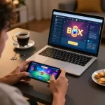 Player engaging with jun88 mobile poker app in a cozy gaming environment with snacks.