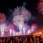 Experience spectacular wholesale fireworks lighting up the night sky at a lively event.