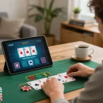Player enjoying an online blackjack game with sc88 strategy in a cozy home office.