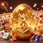 Spin to win at sunwinx featuring a golden dragon and poker chips in a vibrant casino scene.