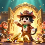 Crazyvegas showcases an adventurous cat archaeologist and monkey companion uncovering a golden casino treasure in a dazzling temple.