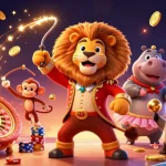Engage with thrilling actions on sc88, featuring a lively circus scene with casino games and characters.